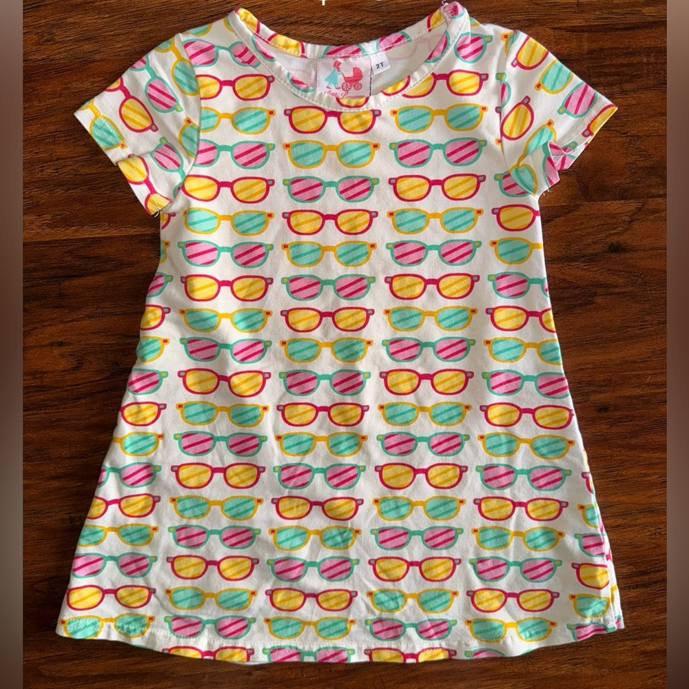 Vibrant Sunglasses Print Kids Dress, Boutique